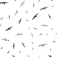 Poster - Seamless vector pattern with assault rifles, creating a creative monochrome background with rotated elements. Illustration on transparent background