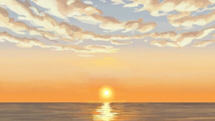 Wall Mural - horizon sunset background, minimal pastel design