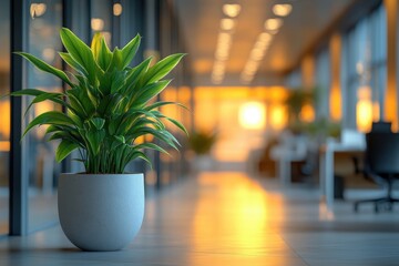 Poster - Indoor plant adds nature to office space in a modern office with natural light