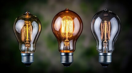 Poster - Artistic display of vintage light bulbs studio showcase photography indoor close-up illumination concept