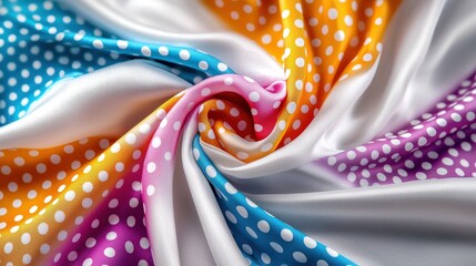 Poster - Vibrant polka dot fabric close-up artistic textile colorful patterns studio setting creative perspective