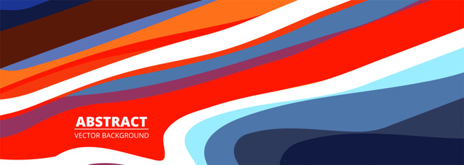 Poster - Abstract modern background with colorful curves and wave shapes. Wide banner design vector illustration