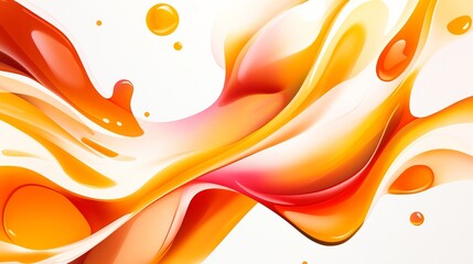 Poster - abstract swirls of orange, yellow, and pink colors create a dynamic and fluid design on a white back