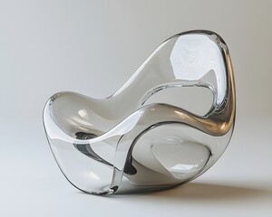 Poster - Futuristic acrylic chair with transparent curves on a pristine white backdrop