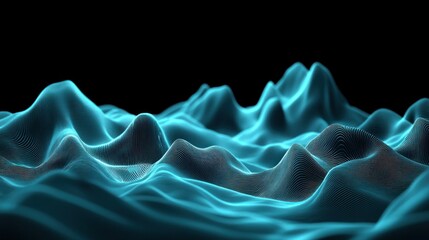 Poster - Abstract turquoise digital mountain range.