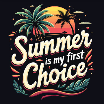 Typography summer with beech and sunset lover t-shirt design vector.