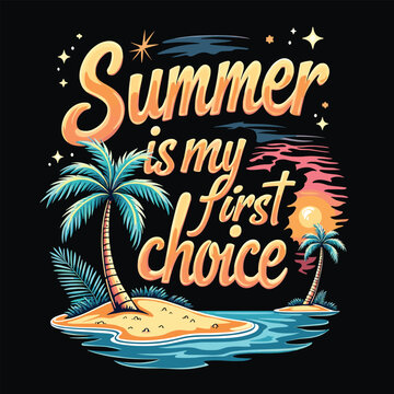 Typography summer with beech and sunset lover t-shirt design vector.