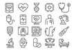© Zaleman - Health and medical vector illustration line icons featuring technology, diagnostics, and healthcare tools