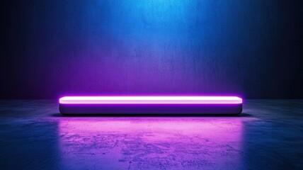 Poster - concrete Purple tube line light illuminating a dark smoky room with neon floor, creating a modern and futuristic atmosphere abstract empty background aesthetic