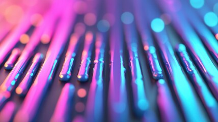 Poster - abstract and blue neon iridescent vertical lines create a modern and stylish pattern, perfect for technology, Pink or abstract themed projects music, background
