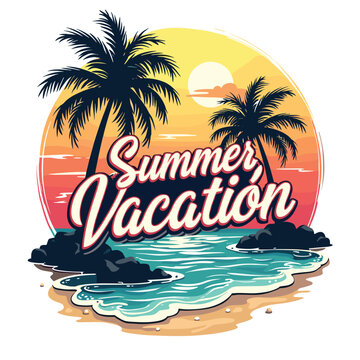 Typography summer with beech and sunset lover t-shirt design vector.
