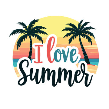 Typography summer with beech and sunset lover t-shirt design vector.