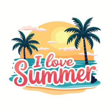 Typography summer with beech and sunset lover t-shirt design vector.