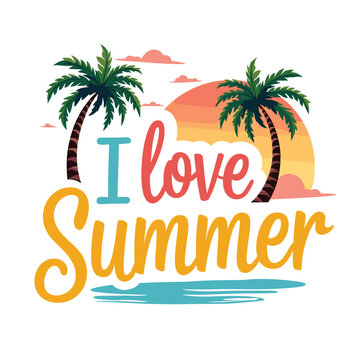 Typography summer with beech and sunset lover t-shirt design vector.