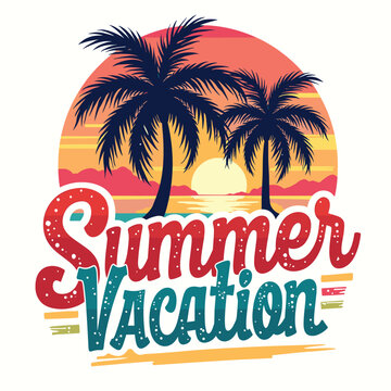 Typography summer with beech and sunset lover t-shirt design vector.