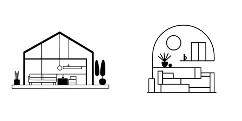Poster - modern vector illustration of a cozy house interior and creative open space design showcasing minima
