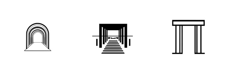 Poster - vector illustration icons depicting abstract architectural designs in minimalist style for creative 