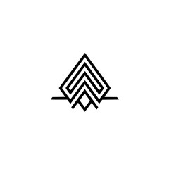 Poster - Vector illustration of a geometric mountain icon with intricate line patterns for design and branding purposes