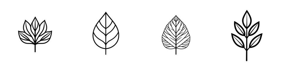 Poster - Vector illustration showing a variety of leaf designs, showcasing nature's diversity through simple and elegant line art