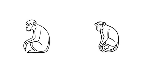 Poster - Vector illustration of two monkeys in different poses, capturing unique expressions and characteristics