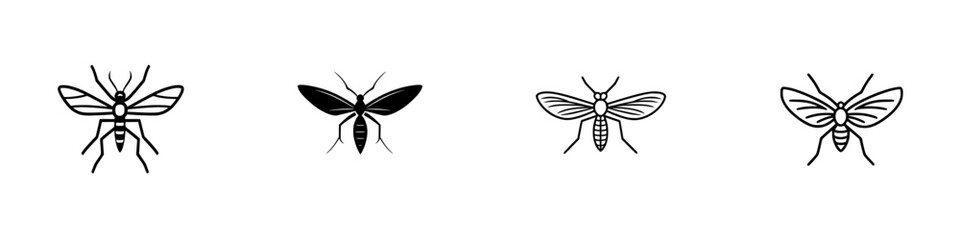 Poster - Vector illustration icons of various insects showcasing unique features and styles in a simple design