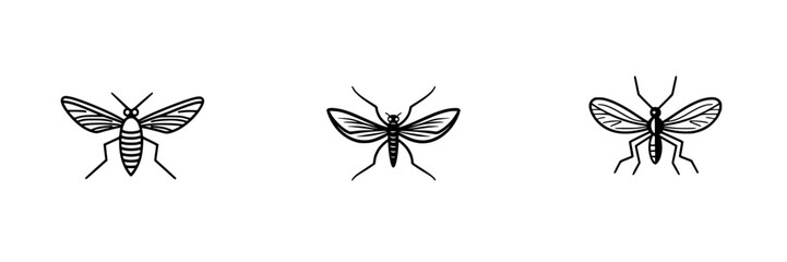 Poster - Vector illustration of three distinct insect icons displayed side by side in a minimalist style