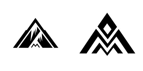 Poster - vector illustration icons depicting stylized mountain designs suitable for branding or logo creation