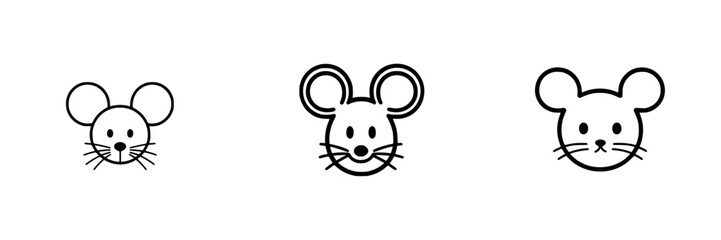 Poster - Vector illustration icon of three playful mouse faces displaying different expressions, perfect for children's design projects
