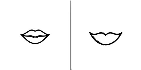 Poster - Vector illustration of simplistic lip designs showcasing different styles and expressions for artistic and graphic use