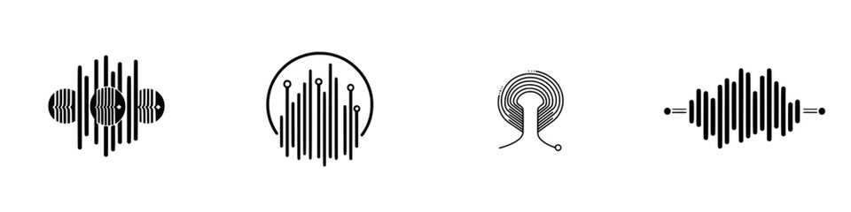 Poster - Vector illustration icons showcasing diverse sound wave designs for creative projects in contemporary art and multimedia applications