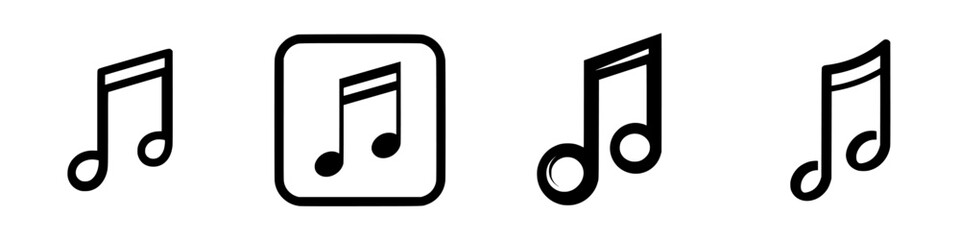 Poster - Diverse collection of vector music note icons in various styles and designs for digital use