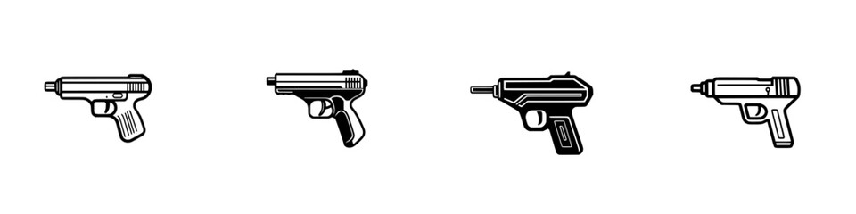 Poster - Vector illustration icons of various handgun designs in a minimalist style