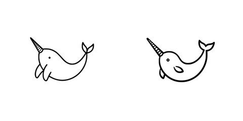 Poster - cute vector illustration of narwhals swimming in a simple design suitable for various creative proje