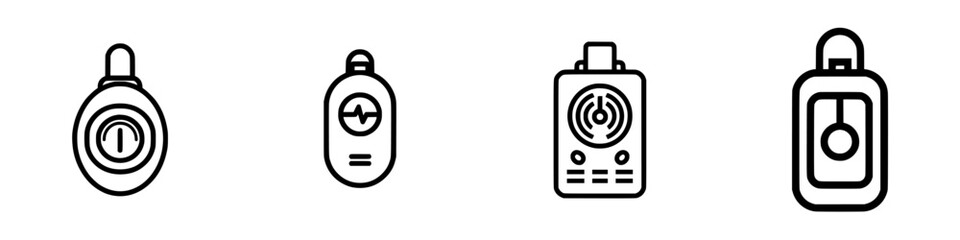 Poster - vector illustration of various electronic devices used for sound and communication in modern setting