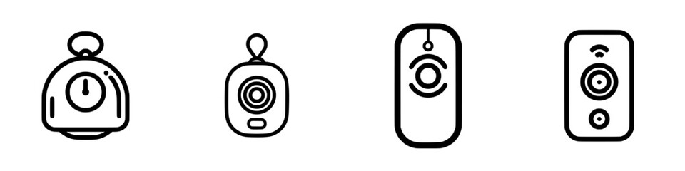 Poster - vector illustration icons of various types of timers and remote controls for digital applications an
