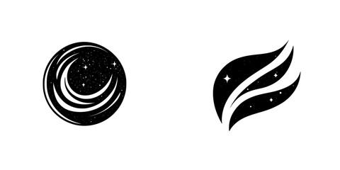 Poster - Abstract vector illustration of celestial designs featuring a stylized moon and flowing stars in a modern aesthetic