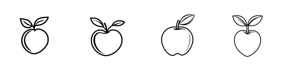 Poster - Vector illustrations of apples showcasing different styles and outlines for creative design purposes