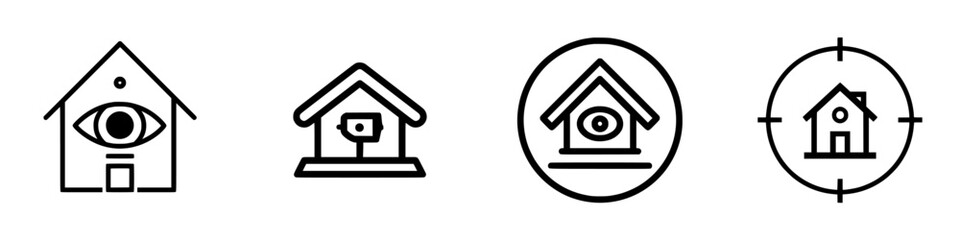 Poster - Vector illustration icons representing various house designs and concepts for home security and monitoring systems