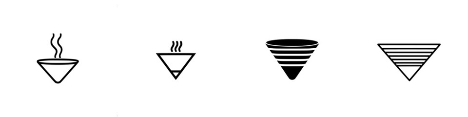 Poster - Stylized vector illustration featuring various cone shapes with steam lines indicating hot liquids in a minimalistic design