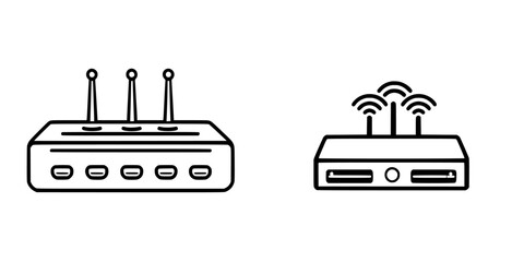 Poster - Vector illustration of two router designs showcasing antennas and wireless connectivity features for modern network setups