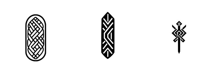 Poster - Distinctive vector illustration icons featuring intricate designs and patterns suitable for various applications in graphic design and decorative arts