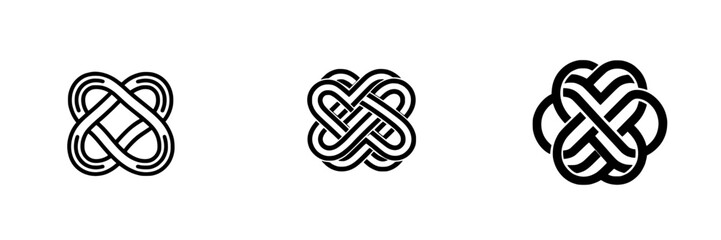 Poster - Stylized vector illustrations of intricate knot designs showcasing elegance and artistic craftsmanship in a minimalist style
