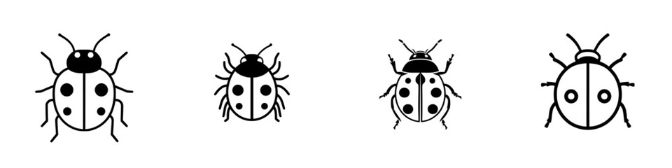 Poster - Unique vector illustration icons of ladybugs in various styles showcasing their distinct features and designs