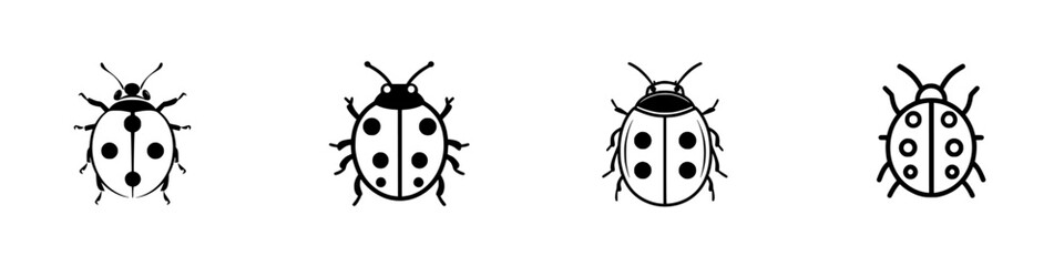 Poster - Various vector illustrations of ladybug icons showcasing unique designs and characteristics for diverse applications