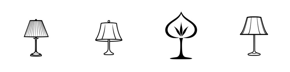 Poster - Unique vector illustration icons of various lamp designs showcasing different styles and forms for creative projects