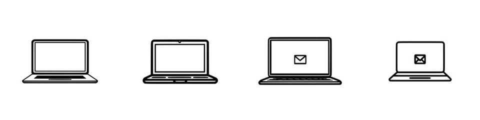 Poster - Vector illustration icons showcasing various types of laptops and email communication