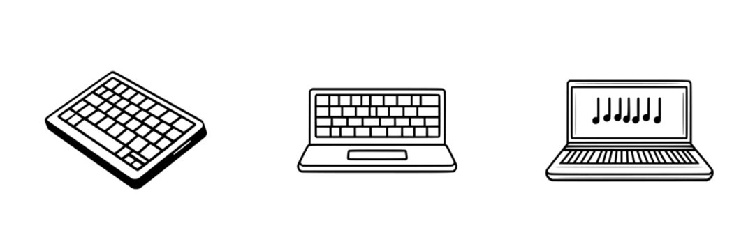 Vector illustration of computer keyboards showcasing different styles and functions