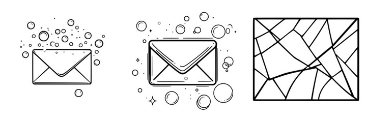 Poster - vector illustration icons depicting different mail styles with bubbles and decorative elements in a 