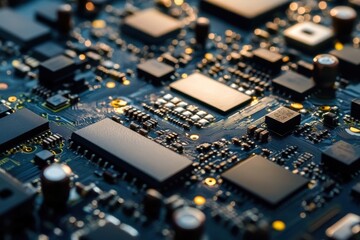 Poster - Close-up view of a complex circuit board highlighting electronic components and connections