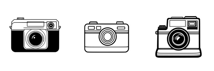 Poster - vector illustration icons of different camera designs showcasing vintage and modern styles for creat